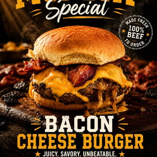 Bacon Cheese Burger with Fries