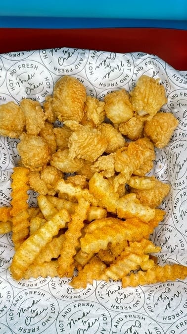 Pop Corn Chicken with Fries.