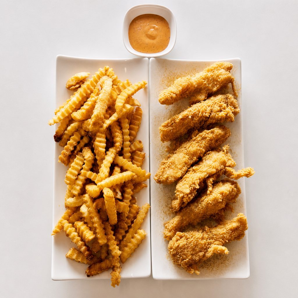 Tenders with ChickFry Season Fries.